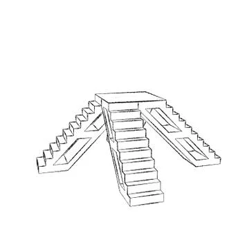 Pedestal with steps. Isolated on white background. Sketch illustration. 스톡 일러스트
