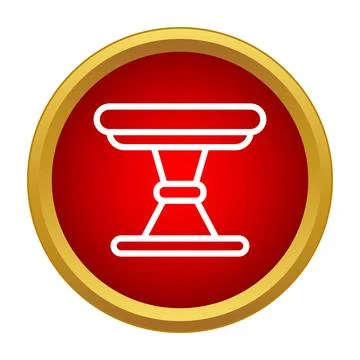 Pedestal table icon on round red background Stock Illustration