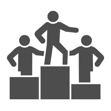 Pedestal with winners solid icon. Podium, career ladder and team symbol, glyph 스톡 일러스트