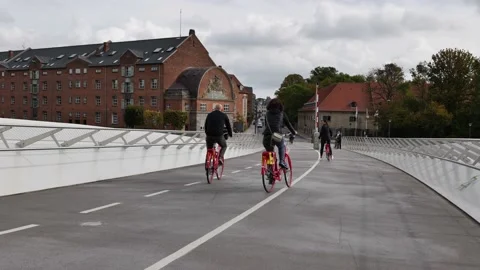 Pedestrian and bicycle bridge Stock Footage 230733959