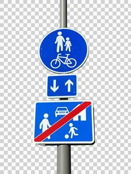 Pedestrian and bicycle shared path traffic signs PNG Foto stock