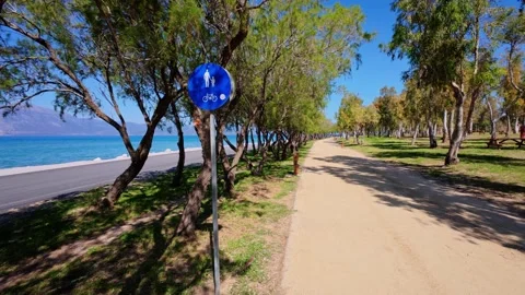 Pedestrian and Cyclist Only Path in a Scenic Park Stock Footage 304686908