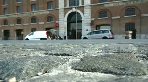 Pedestrian and cyclist passing by (soft focus) Stock Footage 10879492