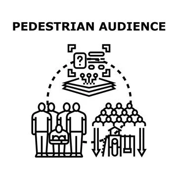 Pedestrian audience analyzing information and data flow Stock Illustration