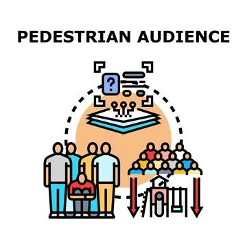 Pedestrian audience analyzing information and data flow Stock Illustration