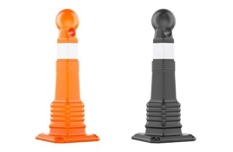 Pedestrian Bollards Channelizers, 3D rendering Stock Illustration