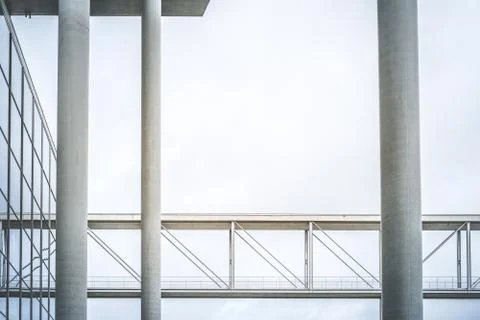 Pedestrian bridge / elevated walkway - modern architecture,  government distr Stock Photos