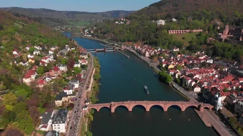 Pedestrian bridge over the river. Video stock 158619948
