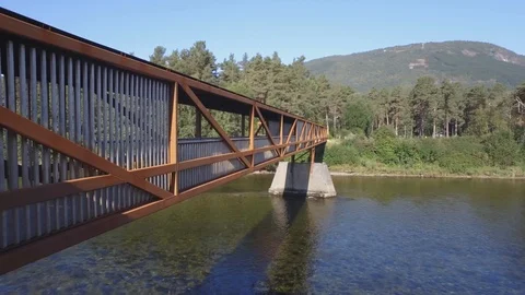 Pedestrian bridge over Vosso Stock Footage 100979506