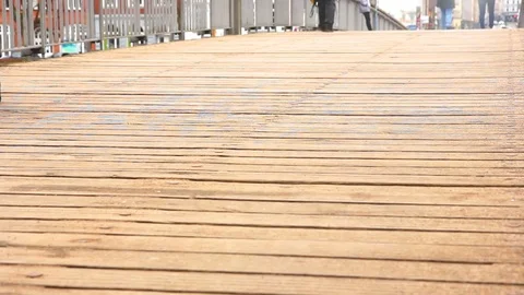 Pedestrian bridge Path in Lubeck, Germany Vídeo Stock 72700950