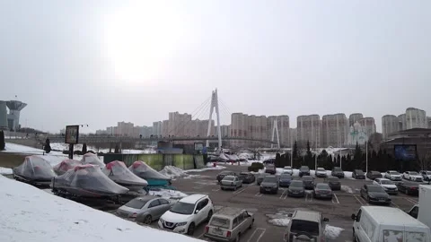 Pedestrian Bridge in Pavshinsky Floodplain Stock Footage 150754836