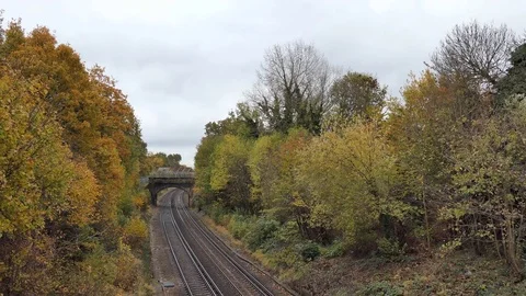 Pedestrian bridge on the railway. Stock Footage 84130110