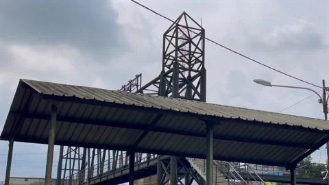 Pedestrian bridge structure over a street in the city Stock-Footage 336976368