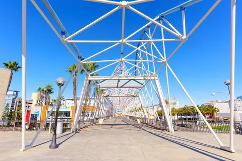 Pedestrian Bridge Structure at The Pike Outlet in Long Beach Stock Photos