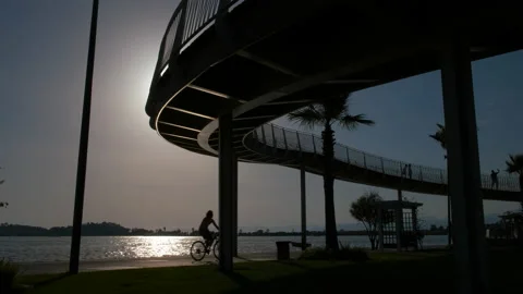 Pedestrian bridge at sunset. Stock-Footage 232960275