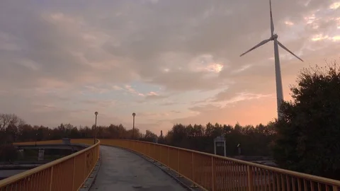 Pedestrian bridge through the autobahn Stock Footage 81909043