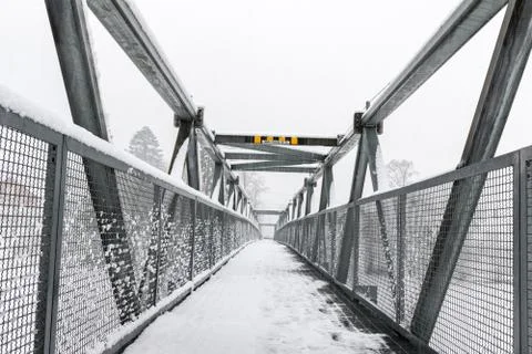 Pedestrian bridge in winter Stock Photos