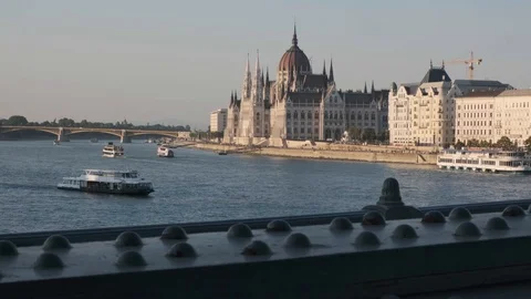 Pedestrian Chain Bridge, Budapest Stock Footage 116112466