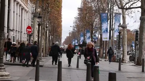 Pedestrian on Champs-Elysees Stock Footage 69223953