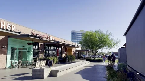 Pedestrian common space between stores in Phoenix Stock Footage 190552032