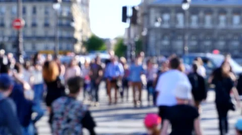 Pedestrian Commuter Crowd Walking Paris, France Stock Footage 50237694