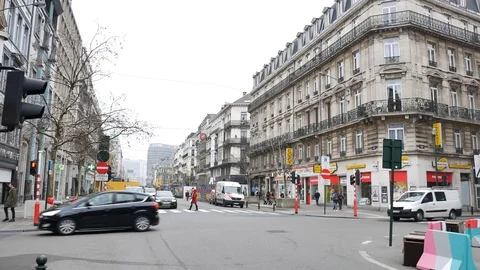 Pedestrian Crossing In Brussels Stock Footage 91821771