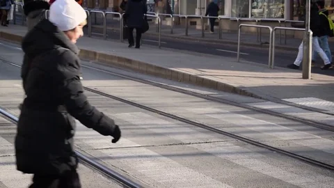 Pedestrian crossing in Budapest Stock Footage 70469309