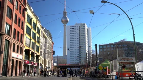 Pedestrian Crossing, Hackescher Markt, Berlin Stock Footage 155935805