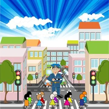 Pedestrian crossing Stock Illustration
