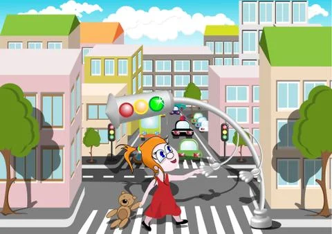 Pedestrian crossing Stock Illustration