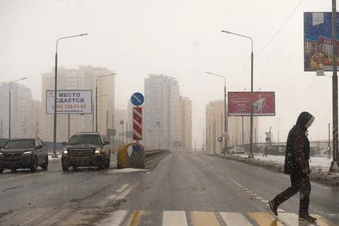 Pedestrian crossing at the intersection Stock Photos