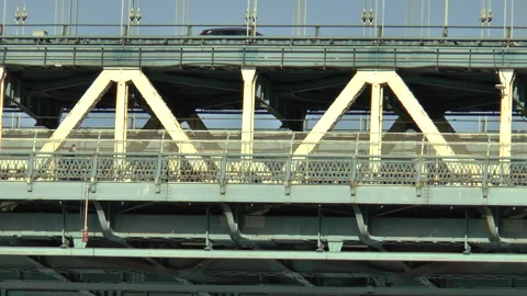 Pedestrian Crossing Manhattan Bridge Stock Footage 137038595