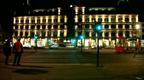 Pedestrian crossing by night Video stock 22221879