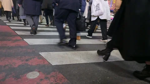 Pedestrian Crossing at Night Stock Footage 248702781