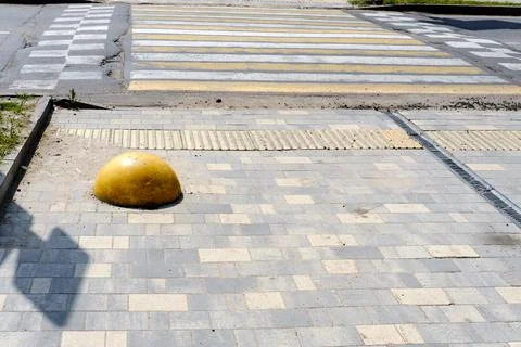 Pedestrian crossing in poor condition. Stock Photos