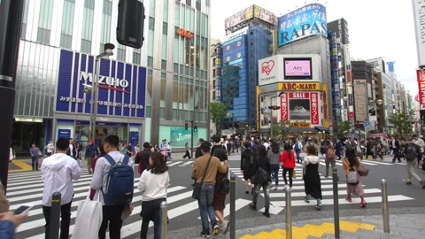 Shinjuku Pedestrian Crossing Stock Video Footage | Royalty Free ...