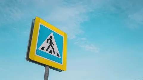 Pedestrian crossing sign Stock Footage 73070628