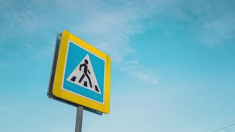 Pedestrian crossing sign Stock Footage 73293623