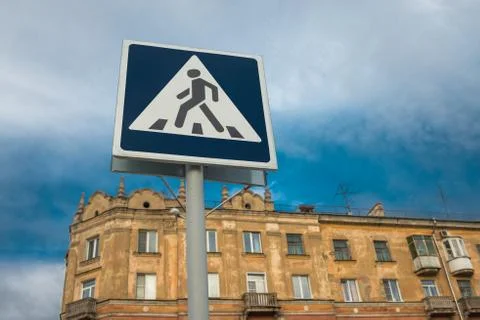 Pedestrian crossing sign Stock Photos