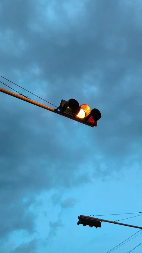 Pedestrian Crossing Traffic Light at Dusk Stock Footage 334862157