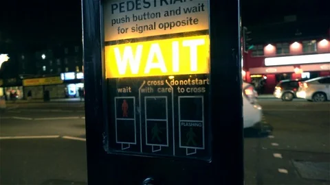 Pedestrian crossing traffic lights wait button Stock Footage 98322757