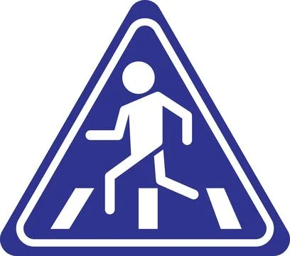 Pedestrian Crossing Warning Triangle Sign Stock Illustration