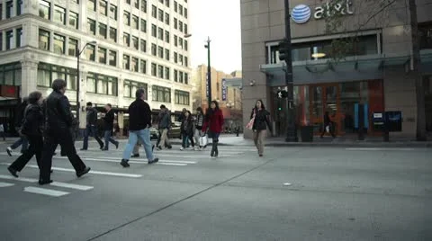 Pedestrian crosswalk on crosswalk. Crane Shot.  Stock Footage 10721353