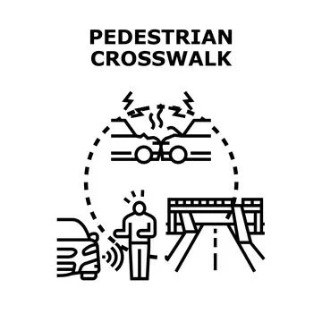 Pedestrian crosswalk danger creating car collision risk Stock Illustration