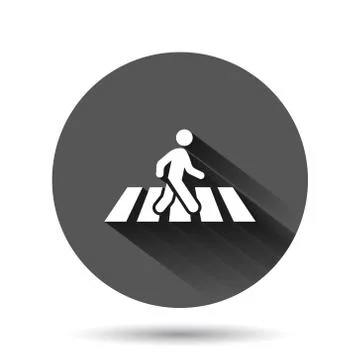 Pedestrian crosswalk icon in flat style. People walkway sign vector illustrat Stock Illustration
