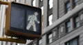 Pedestrian Crosswalk Sign New York City Traffic Light Illuminated Hand Stop NYC HD Footage