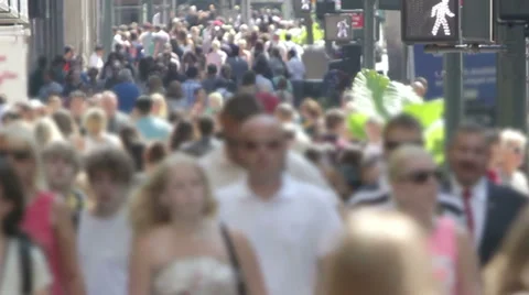 Pedestrian crowd on New York City street - blurred faces Stock Footage