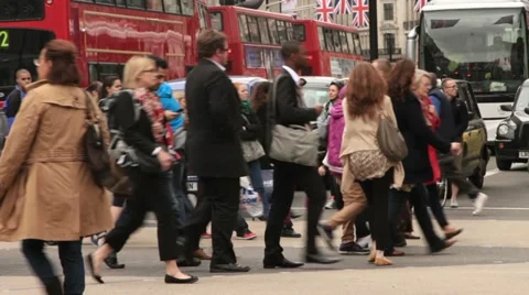 Pedestrian crowd, oxford street, london Stock Footage
