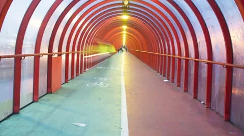 Pedestrian cyclepath tunnel Stock Footage 21999586