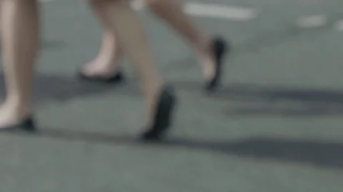 Pedestrian Feet Walking Stock Footage 76538757